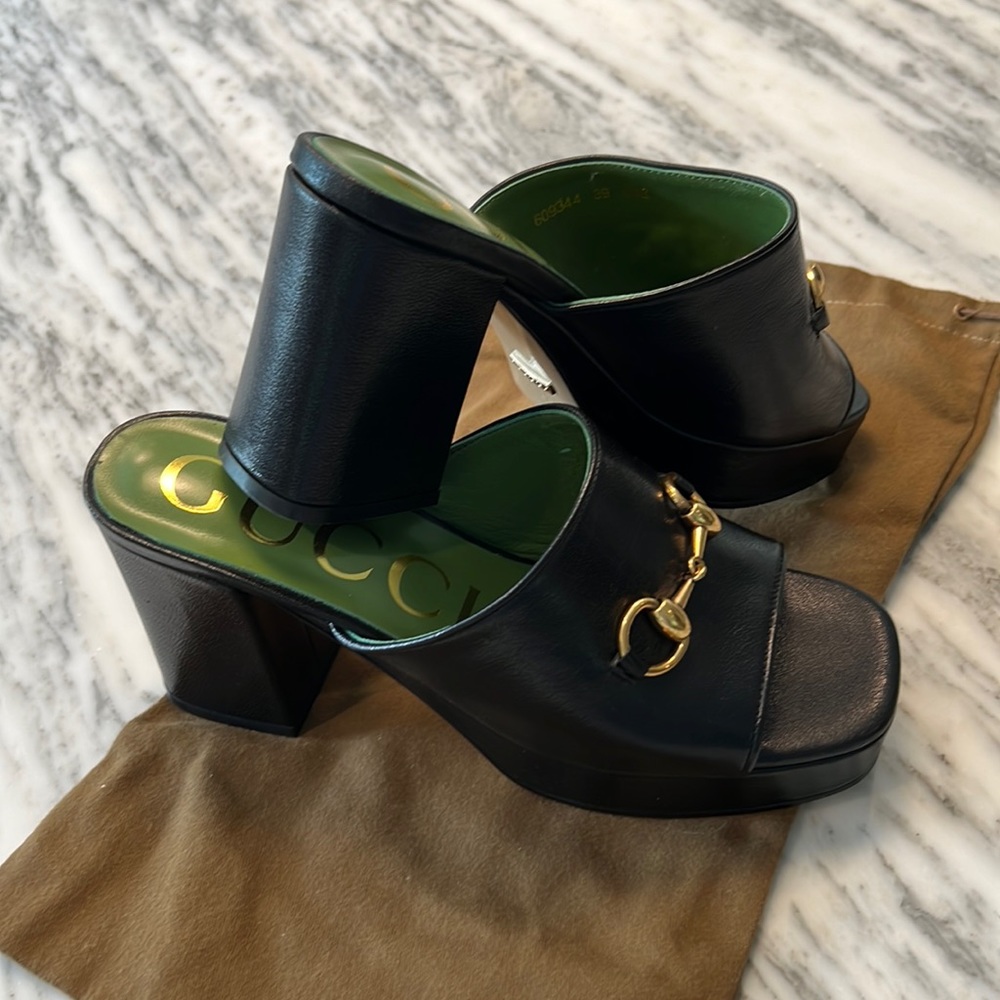 Gucci Leather Platform Slides